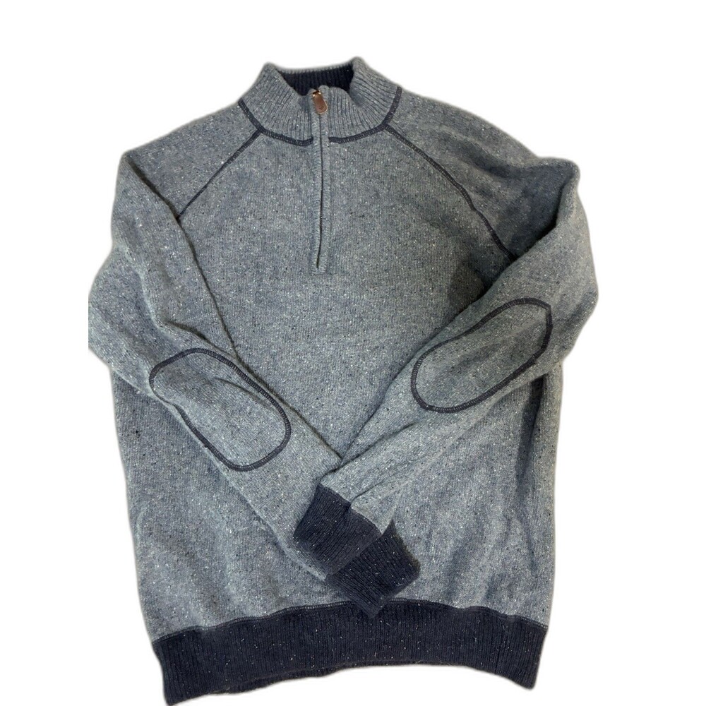 Joseph Abboud Quarter Zip Sweater Men's 2XL Blue Speckled Lambswool Blend